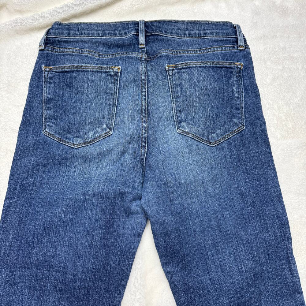 FRAME Denim Le High Straight High Rise Cropped Distressed Blue Jeans size 28 - Picture 4 of 10